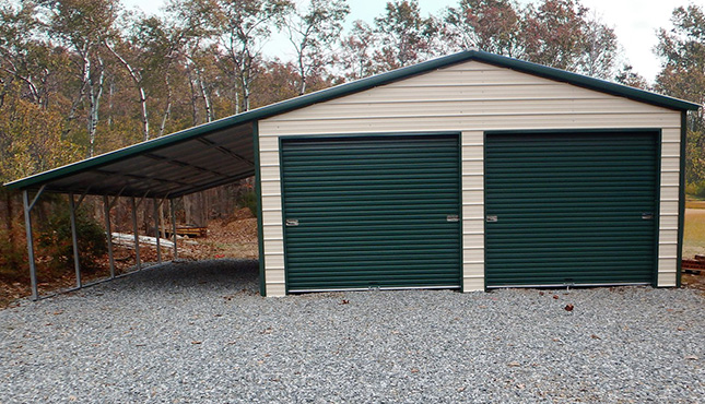 32x26x9 Vertical Roof Garage with Lean-to