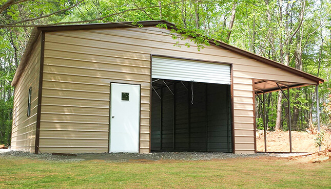 34x36x12 Vertical Roof Metal Garage with Lean-to