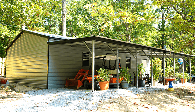 36x36 Lean-to Garage Building